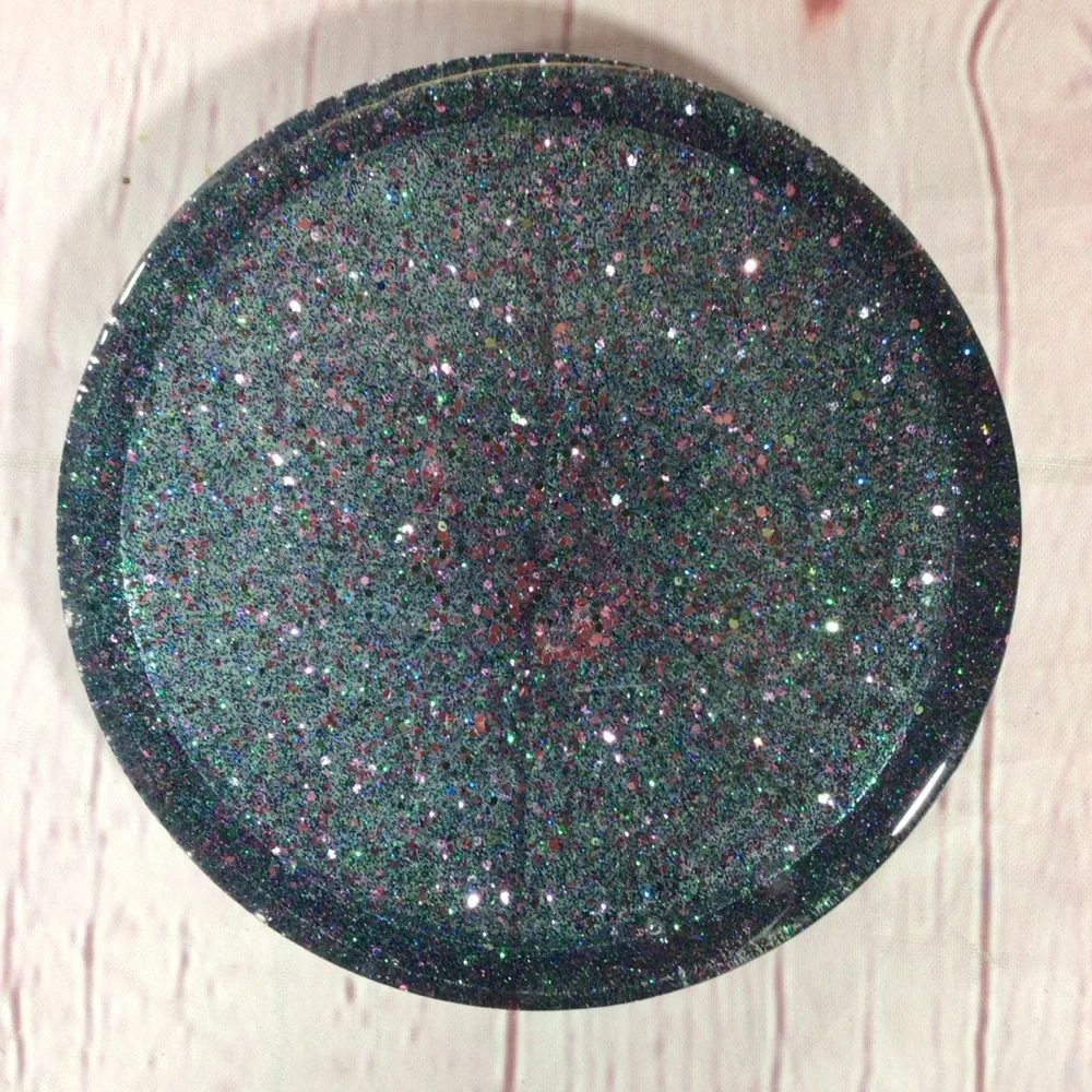 Hand Crafted Purple and Blue Glitter Coasters - Set of 3